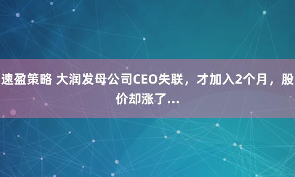 速盈策略 大润发母公司CEO失联，才加入2个月，股价却涨了...